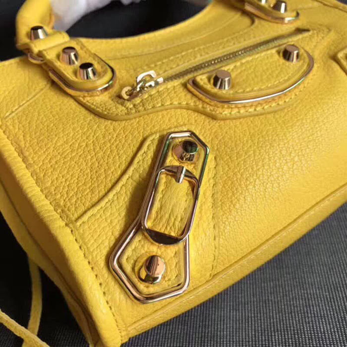BALENCIAG巴黎世家 機車包 23cm原版山羊皮配金邊 手提肩背斜挎包  BL1368